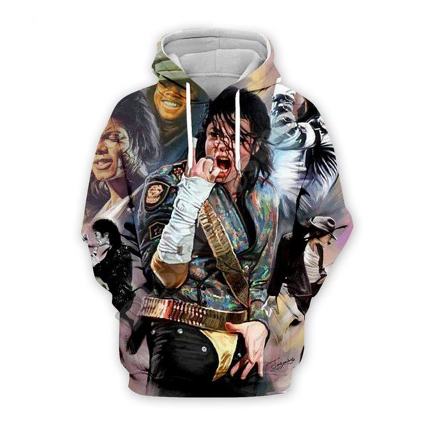 

король рок-н-ролла майкл джексон мужская 3d печать мужчины женщины толстовки толстовка куртка пальто пуловер хип-хоп одежда вентилятор костю, Black