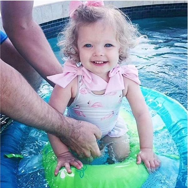 

children's girl flamingo baby baby cute princess one-piece swim girl swimsuit with cap swimming suit, White;black