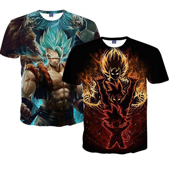 

dragon ball z men 's summer t -shirts 3d printing super saiyan son goku black zamasu vegeta dragonball t shirt tees, White;black