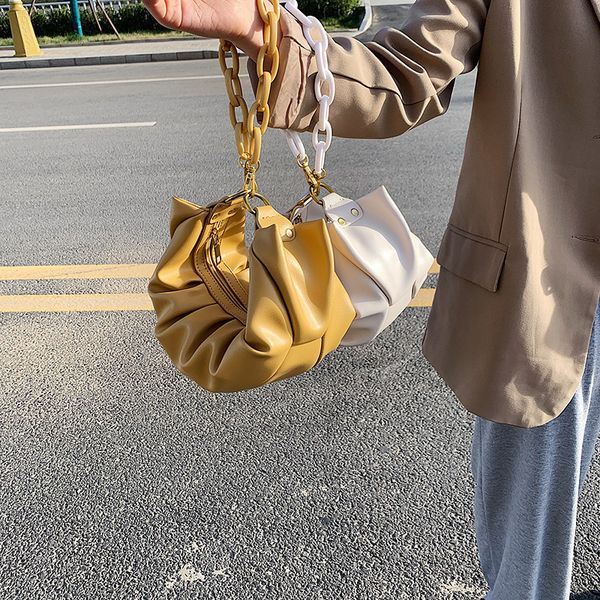 

2020 new shoulder bag women's casual fashion korean version of dumpling fold bag handbag chain