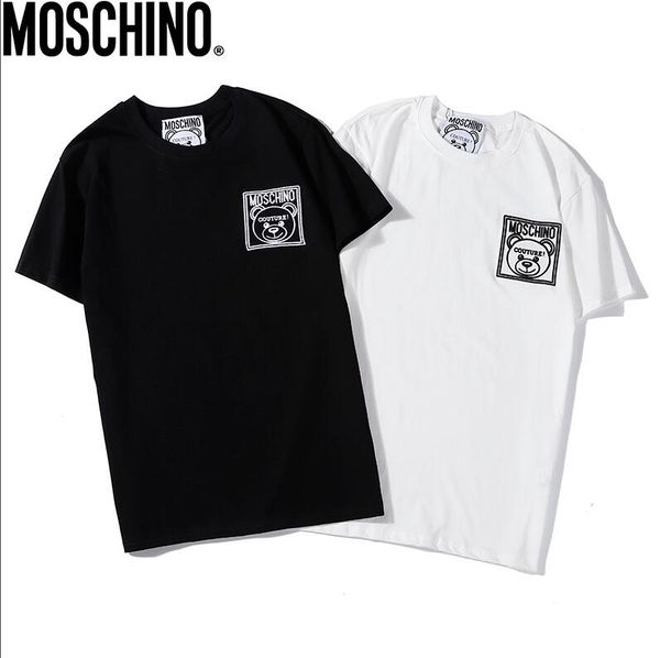 

2019 new men's designers shirt summer women's men's men's short sleeve shirt brand clothing letter print round neck-01, White