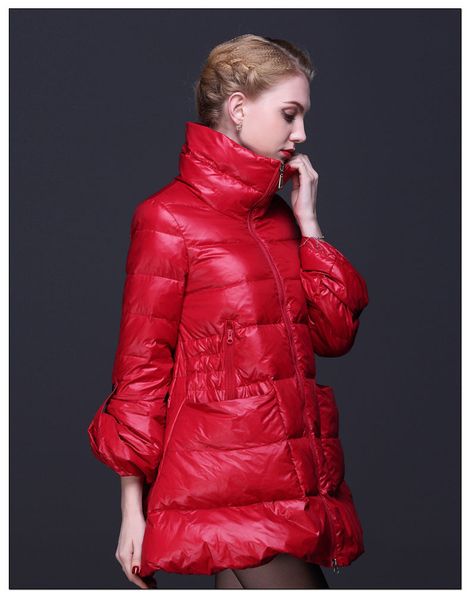 

2018 new winter thick down jacket big yards long section of loose skirt style women's fashion wild high-quality white duck, Black