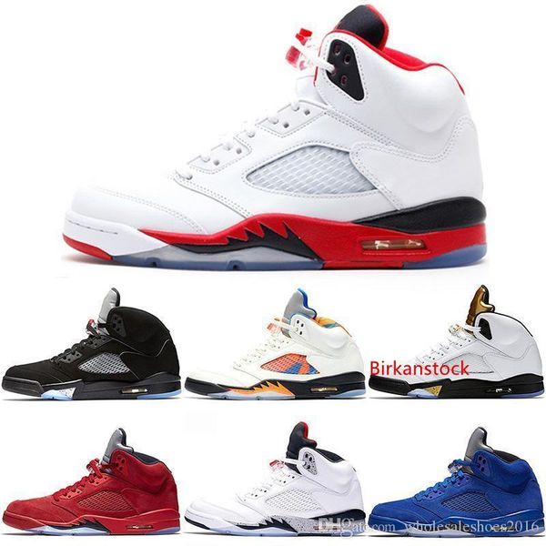 

new mens 5 5s basketball shoes international flight blue suede og metallic black white cement fire red sport sneakers size 41-47
