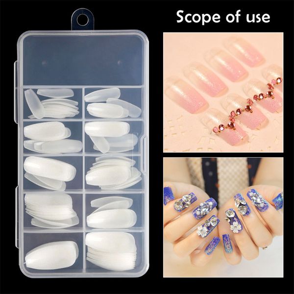 

100 pcs ballerina fake nail art tips professional waterproof long coffin shape full cover diy acrylic uv gel makeup tools l58, Red;gold