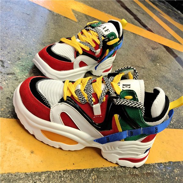 

height increasing colorful running shoes for woman sneakers female outdoor sport shoes athletic 6cm platform cushioning footwear