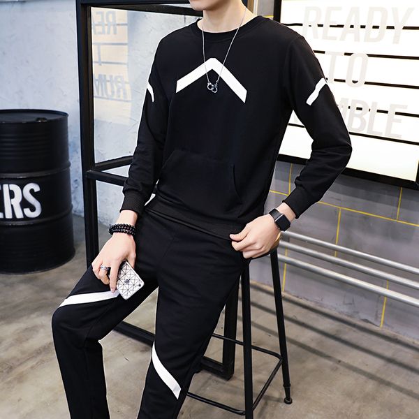 

loldeal mens tracksuit outwear hoodie set 2 pieces autumn sporting track suit male fitness sweatshirts jacket+pants sets, Gray