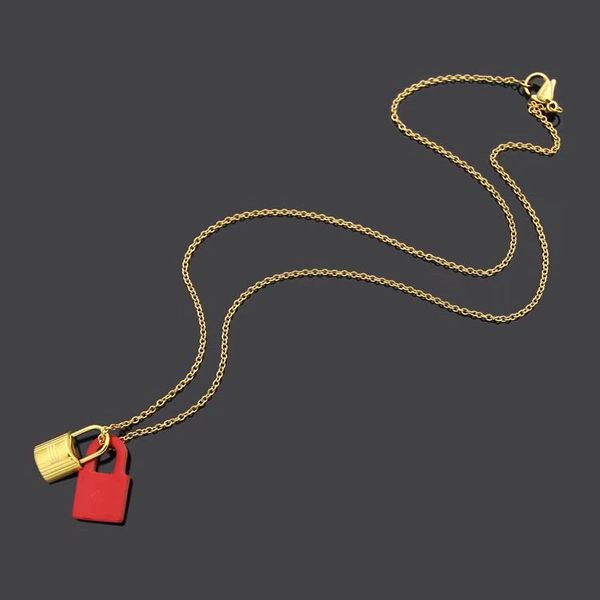 

fashion iced out pendant love double lock necklaces stainless steel jewelry luxury necklace initial letter necklace h necklace, Silver