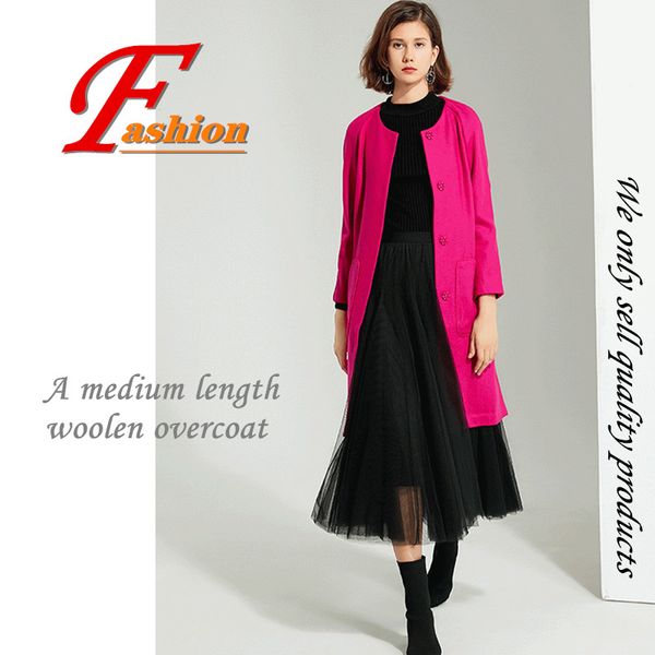 

high-grade new women's classical style business casual no-iron soft all-match comfortable wool blended lady longer coat, Black