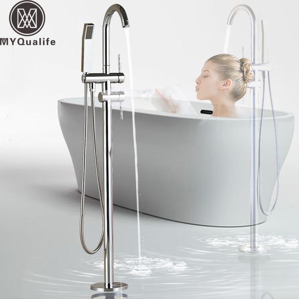

floor mounted bathtub faucet chrome with hand shower bathroom tub sink mixer tap standing swivel spout shower mixer tap