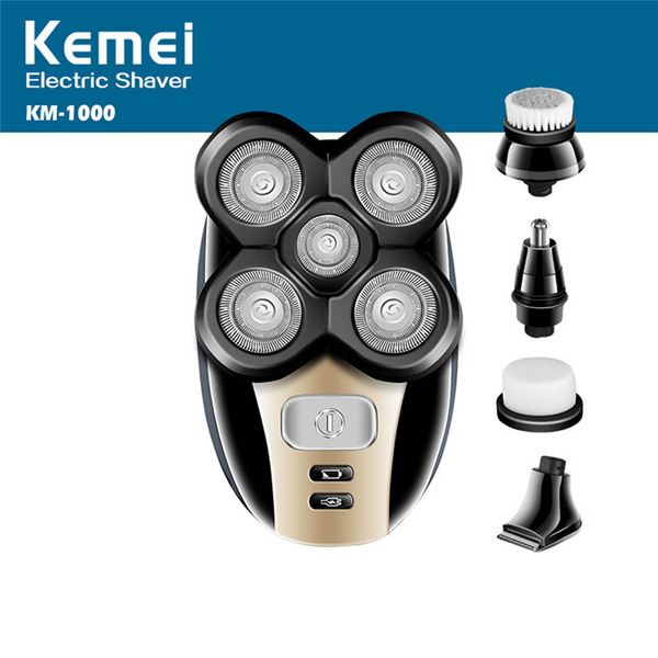 

5 in 1 rotating rechargeable electric shaver five floating heads razors hair clipper nose ear trimmer men facial cleaning brush