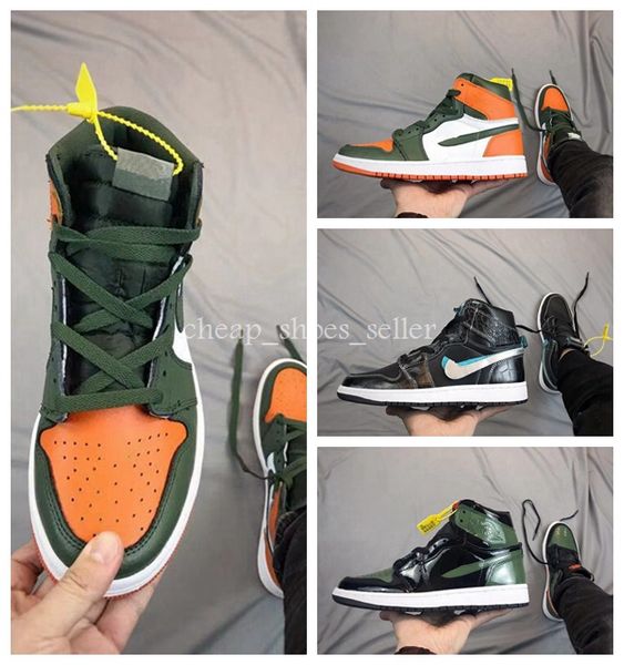 

2019 solefly х 1 высокая og зеленый оранжевый-ель баскетбол обувь для высокого качества 1s мужские тренеры спортивные кроссовки размер 40-46, White;red