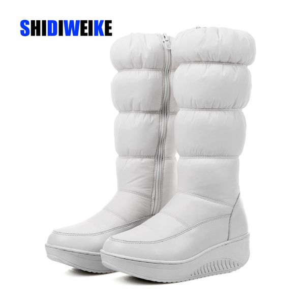 

2019 new fashion winter snow boots platform shoes footwear mid calf women boots solid color zipper white plus size 35-43 g649, Black