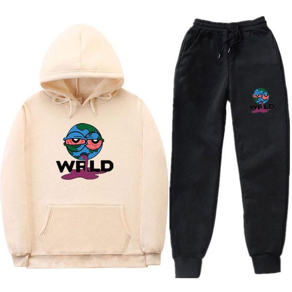 

осень зима спортивные костюмы мода стиль сок wrld письмо печатный с капюшоном пара костюм 2 ps комплект спортивные костюмы для мужчин, White;black