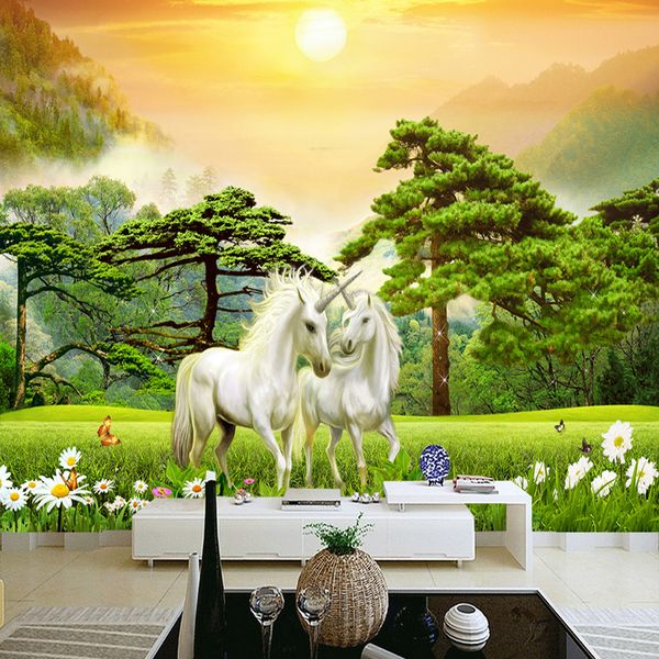 Custom Wallpaper 3D White Horse Nature Landscape Murals Wall Painting Living Room TV Background Wall Paper Mural Hd High Quality Custom Wallpaper 3D White Horse Nature Landscape Murals Wall Painting Living Room TV Background Wall Paper Mural Hd High Quality