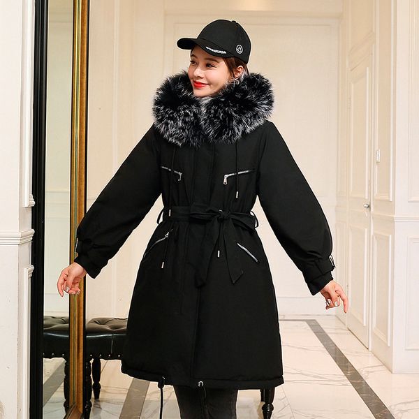 

quality cotton-padded clothes women's 2019 winter ladies' elegant korean-style women's wear hooded slim cotton coat, Blue;black