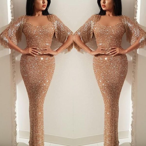 

сексуальная кисточкой cap рукава блестками русалка вечерние платья оболочка квадратный вырез пром формальные клуб платья розовое золото, Black;red