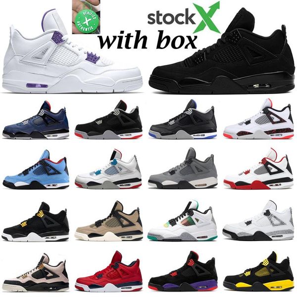 

new 4s black cat jumpman 4 mens basketball shoes court purple bred cactus jack pine green loyal blue men women athletic sports sneaker