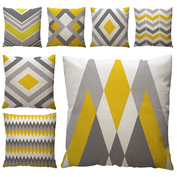 

geometric linen pillowcase yellow geometric pattern throw pillow case cushion cover home decor cotton linen 7#p7