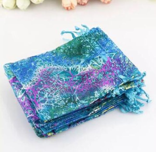 

wholesale 10/20/50pcs 4 sizes drawstring organza bags white&colorful jewelry packaging bags wedding gift jewelry pouches, Pink;blue