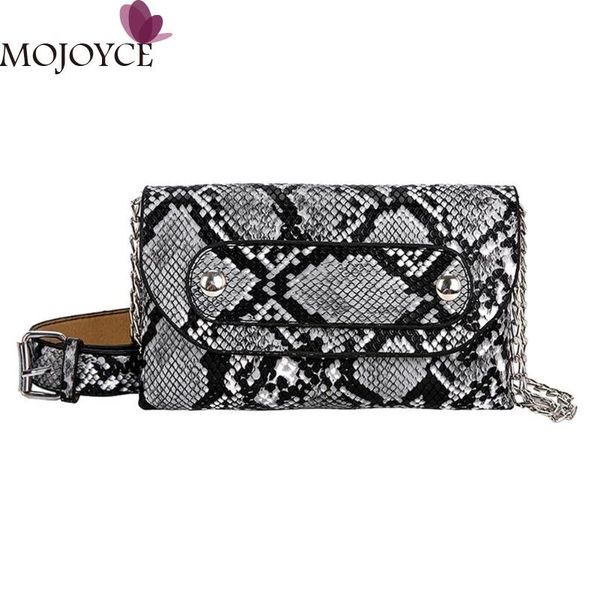 

женской моды малого змеи печати цепь плеча crossbody сумка девушка женщина талии фанни пояса пакеты кожа грудь сумке 2019 new