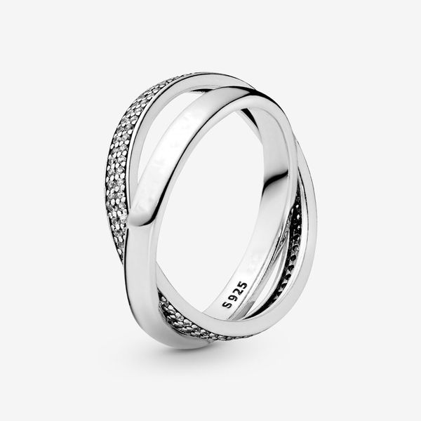 Anello intrecciato in argento sterling 925 di nuova marca con zirconi cubici per le donne Anelli di nozze Gioielli di moda