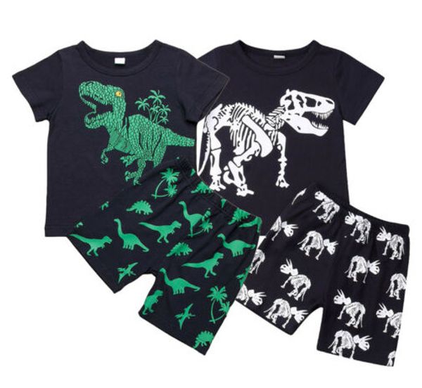 

kids boys clothing summer cool casual animals print t shirts+short pants kid children boy clothes sets 2pcs 2-7t, White