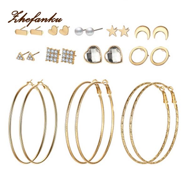 

персонализированные серьги наборы женщин ювелирные изделия star moon love большой круг свадебные серьги мода, Golden;silver