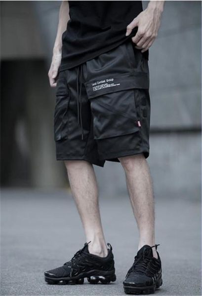 

summer mens shorts loose knee length cargo pants sports teenager fashion shorts with pockets, White;black