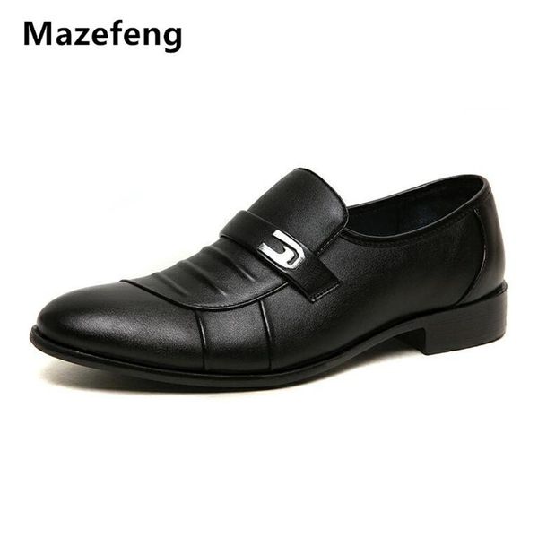 

2019 men dress shoes round toe business men leather shoes slip-on hih quality male busines formal, Black