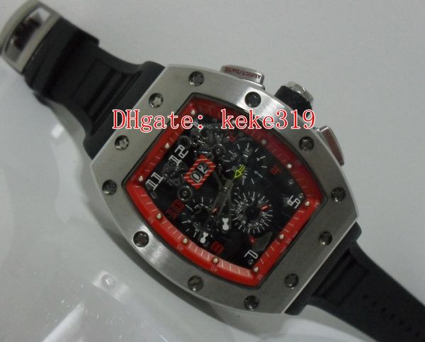 

fashion quality 45mm rm 005 feili bemasa co., ltd. rubber band strap red dial skeleton automatic mechanical men's watch, Slivery;brown