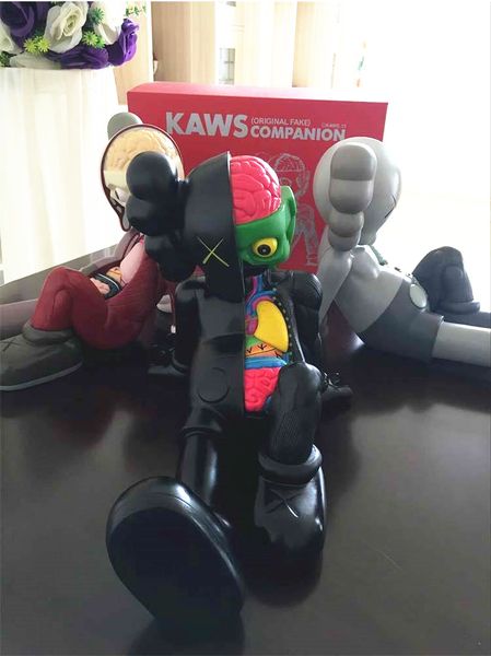 

tml] anime 28cm kaws companion kaws original fake black red and grey medicom action figures doll model toy collection gift