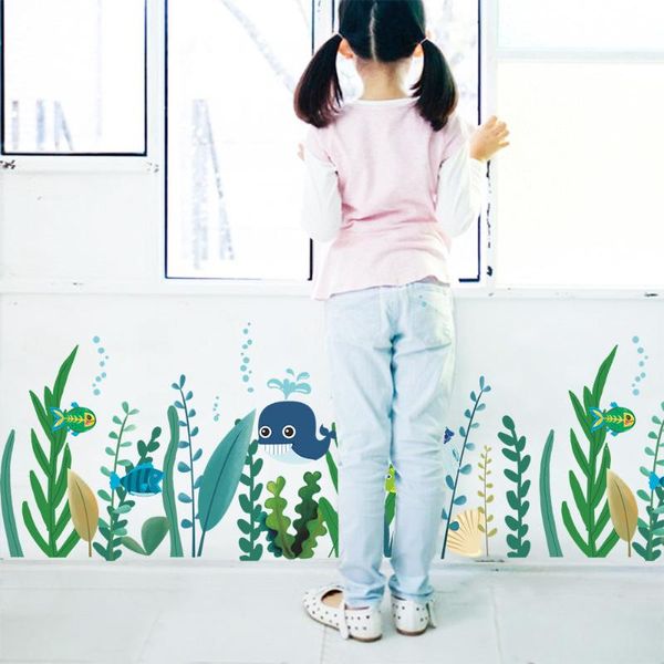 

наклейки стены пвх обои для гостиной прекрасный тропический мультфильм рыбы морской мир океана съемный стикер стены decal плакат