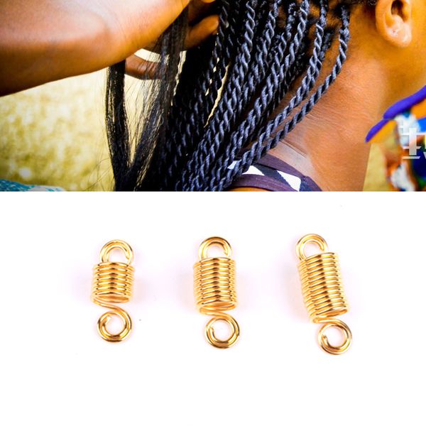 

10 pcs braids accessories tube lock hair rings durable spring buckle adjustable portable extension decorations dreadlocks use, Black
