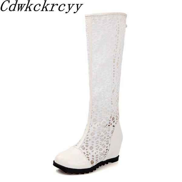 

spring autumn new style fashion round head hollowing out lace gauze single shoe student leisure time white cool boots size 34-43, Black