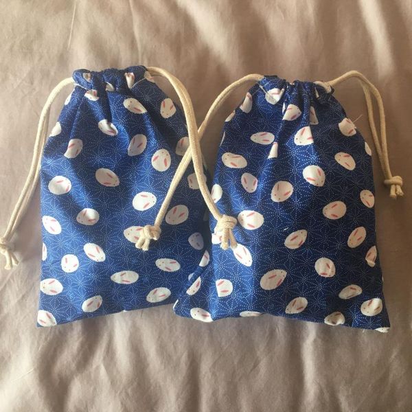 

cotton drawstring pouch home organized party gift bag chinese zodiac head blue 20312b