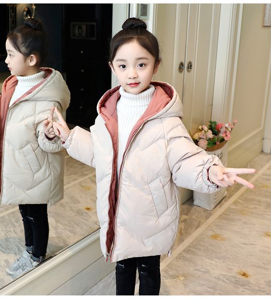 

2019 new kids winter children's cotton outerwear&coats with cap children jackets baby kids warm loose fashion coat, Blue;gray