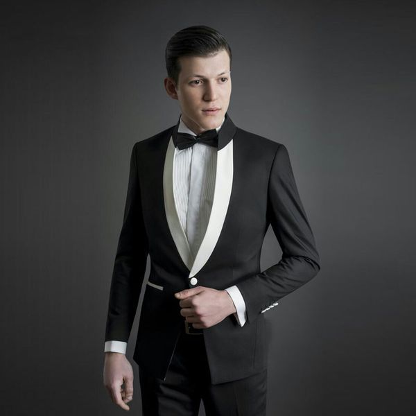 

последние дизайн черный мужские костюмы свадебные костюм мужской итальянский жених смокинги slim-подходят мужской костюм 2шт брюки пальто бл, White;black