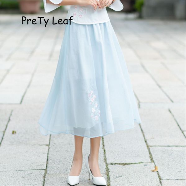 

2019 spring chiffon embroidered skirt, Black