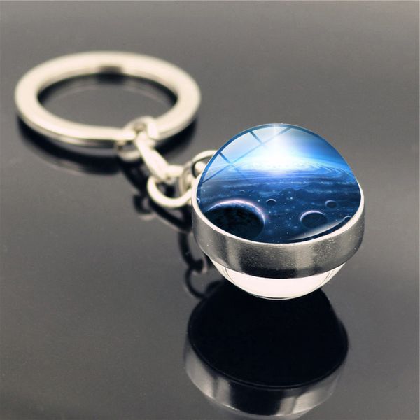 

космическая галактика планета шаблон брелок двухсторонний стеклянный шар шарм кулон время драгоценный камень брелок женщины мужчины ювелирны, Slivery;golden