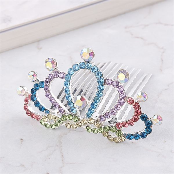 

2018 fashion crystal tiara children crown comb hair accessories for girl wedding decoration hair jewelry, Golden;white