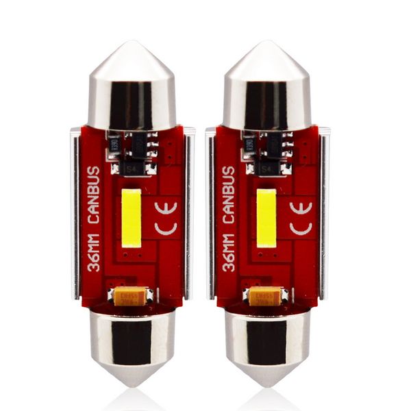 

safego 2pcs festoon canbus 36mm c5w led error 1860 1 led smd interior reading white ice white bulbs dome lamps 6000- 6500k