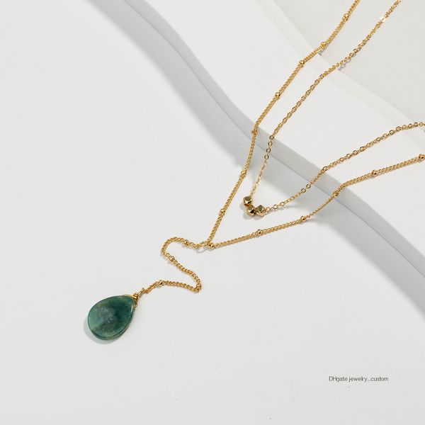 

natural green agate pendeloque cut clavicle multi-storey necklace ma'am hundred collocation decorate, Silver
