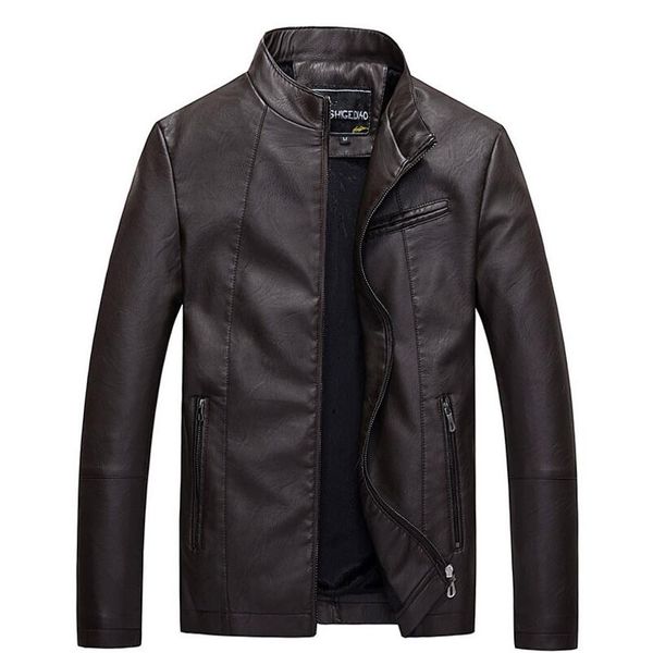

brand new mens leather jackets autumn winter thick coats men velvet faux biker motorcycle jacket warm male outerwear size m-3xl, Black