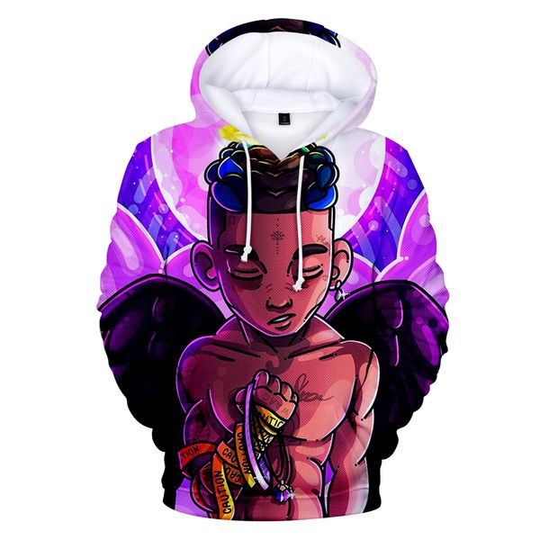 

3d hoodies cartoon printing sweatshirts rap singer xxx print streetwear leisure men women personality wild hip hop, Black