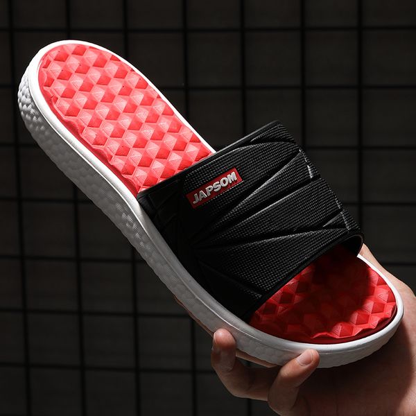 

weh 2020 indoor men slippers mens slippers for guests summer red men casual shoes fashion l big size, Black