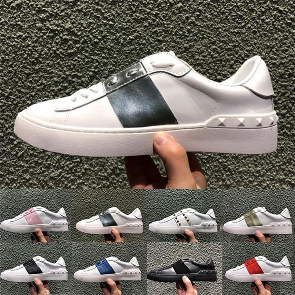 

2019 New fashion white Genuine Leather open shoes Fashions designer women men black splice casual Shoes 8 colors Low-top designer sneakers s