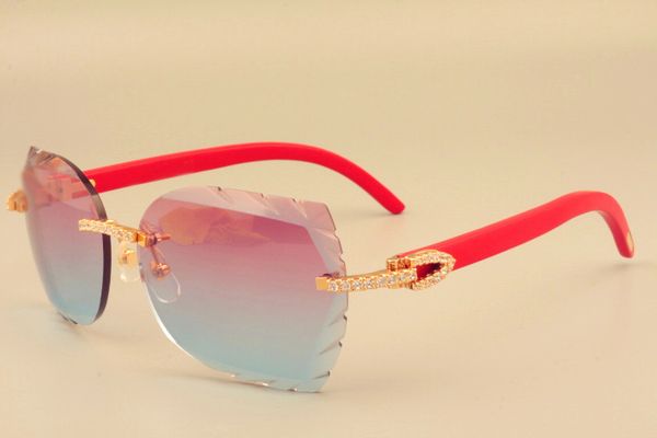 

2019 fashion engraving lens natural red wooden temple sunglasses diamond series sunglasses 8300817 size: 58-18-135mm, White;black