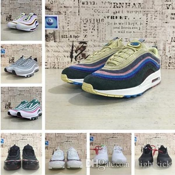 

97 men casual shoes balck metallic gold south beach prm yellow triple white 97s off designer women sneakers us 5.5-11, Black