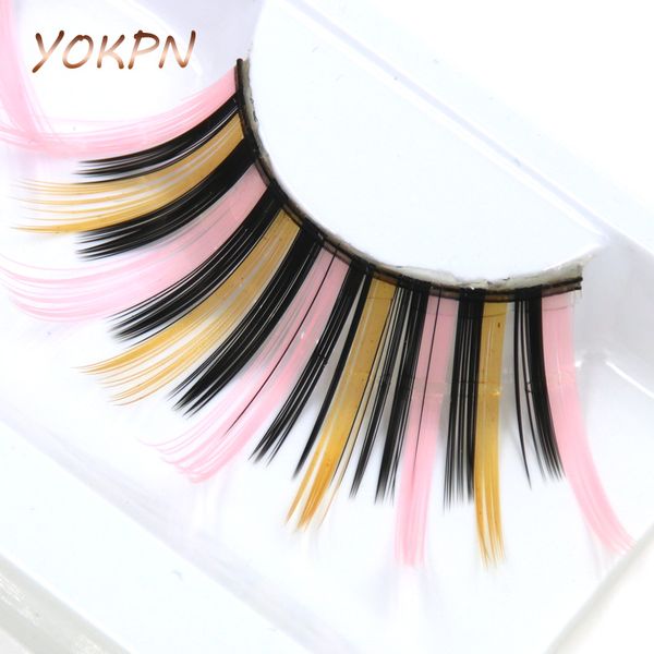 

yokpn exaggerated false eyelashes thick lengthened color fake eyelashes 100% handmade cotton stems makeup show lashes
