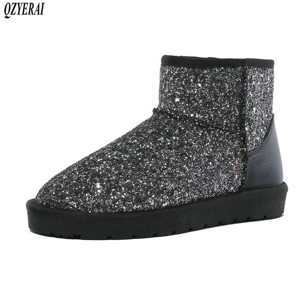 

qzyerai australia women snow boots 100% genuine cowhide leather ankle boots warm winter woman shoes large size 34-44, Black